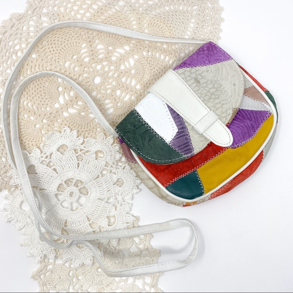 Vintage Y2K Multicolor Leather Patch Stitch Purse